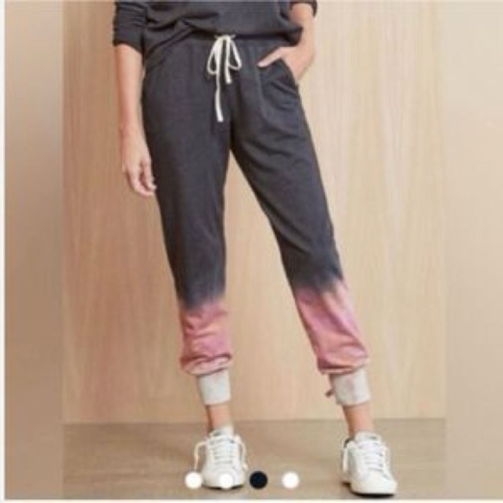 Sundry Gradient Ombré Charcoal Gray Pink Sweatpant Joggers
